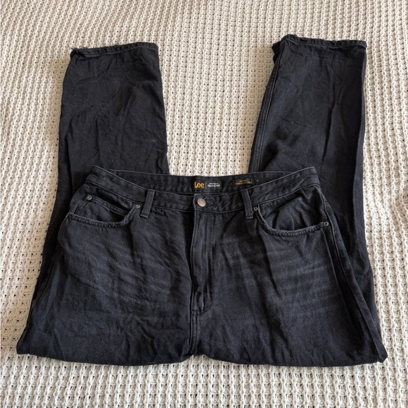 Lee Vintage Modern High Rise Straight Leg Ankle Black Denim Jeans size 33 - Picture 2 of 4